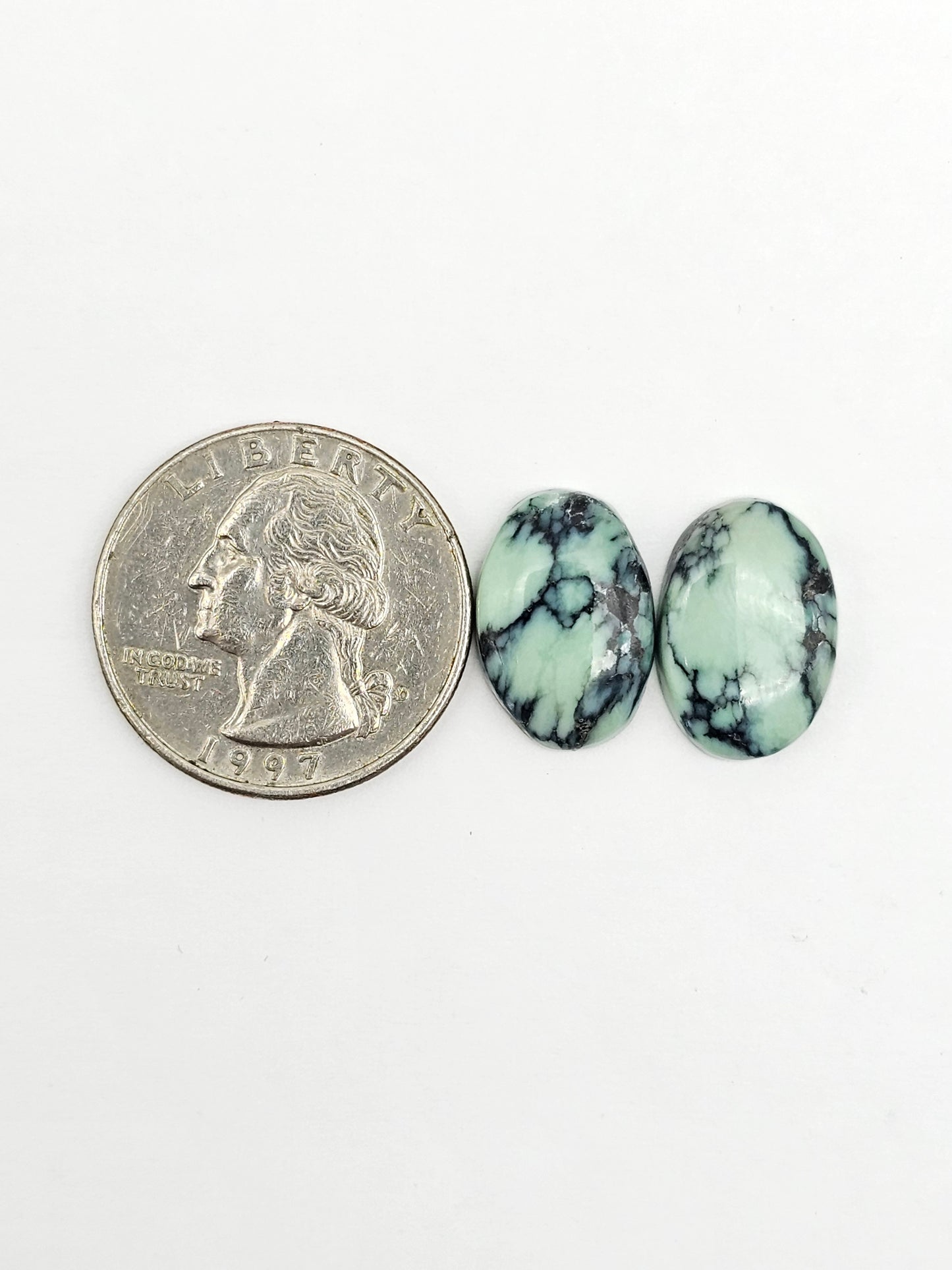 Mexican Variscite Pair Cabochons | Natural Green Gemstone Matched Pair
