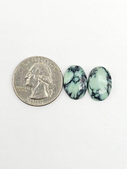 Mexican Variscite Pair Cabochons | Natural Green Gemstone Matched Pair