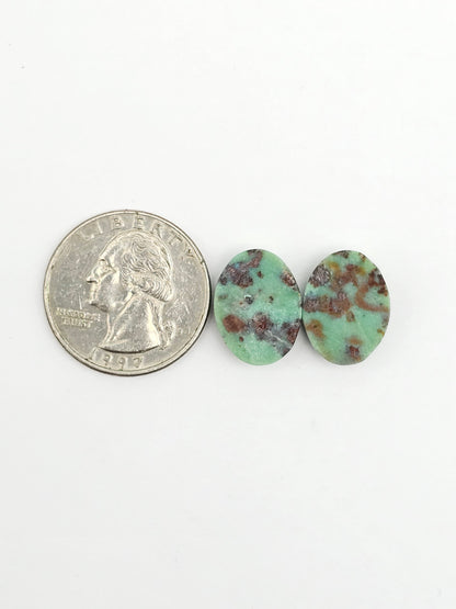 Mexican Variscite Pair Cabochons | Natural Green Gemstone Matched Pair