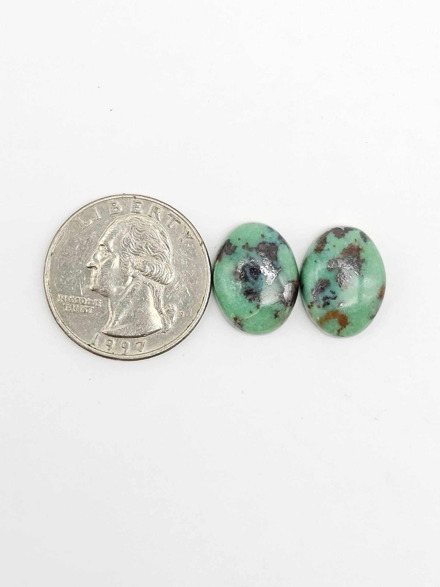 Mexican Variscite Pair Cabochons | Natural Green Gemstone Matched Pair