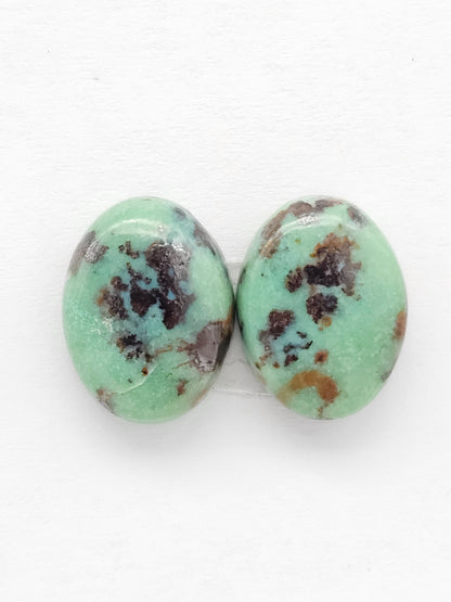 Mexican Variscite Pair Cabochons | Natural Green Gemstone Matched Pair