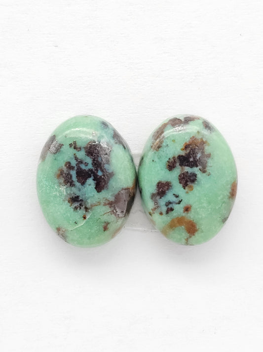 Mexican Variscite Pair Cabochons | Natural Green Gemstone Matched Pair