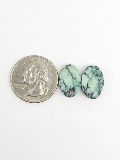 Mexican Variscite Pair Cabochons | Natural Green Gemstone Matched Pair