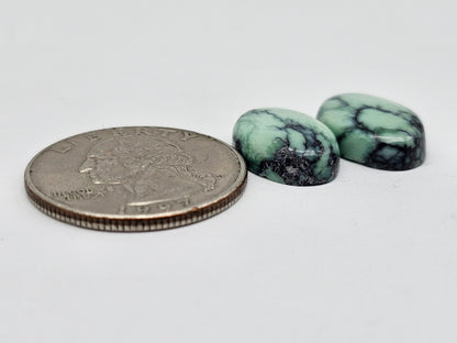 Mexican Variscite Pair Cabochons | Natural Green Gemstone Matched Pair