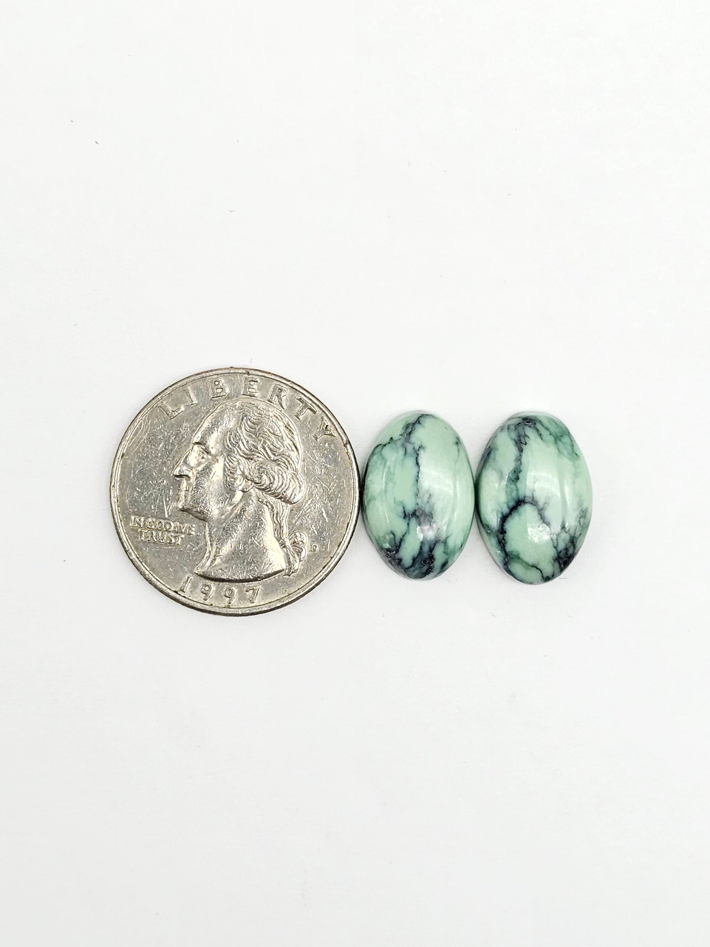 Mexican Variscite Pair Cabochons | Natural Green Gemstone Matched Pair
