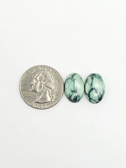 Mexican Variscite Pair Cabochons | Natural Green Gemstone Matched Pair