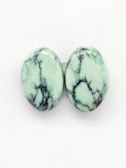 Mexican Variscite Pair Cabochons | Natural Green Gemstone Matched Pair