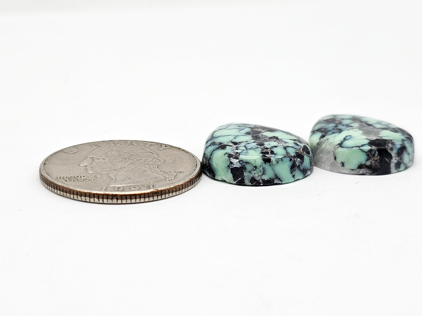 Mexican Variscite Pair Cabochons | Natural Green Gemstone Matched Pair
