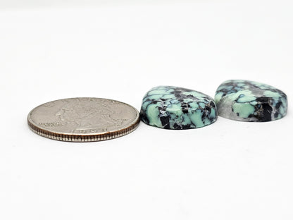 Mexican Variscite Pair Cabochons | Natural Green Gemstone Matched Pair