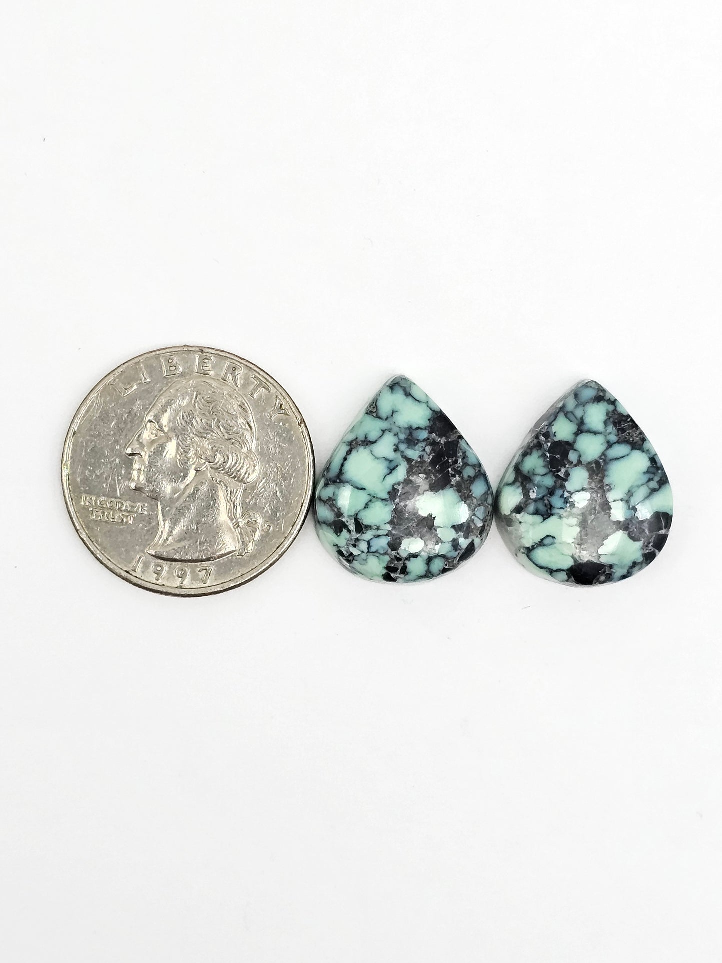 Mexican Variscite Pair Cabochons | Natural Green Gemstone Matched Pair