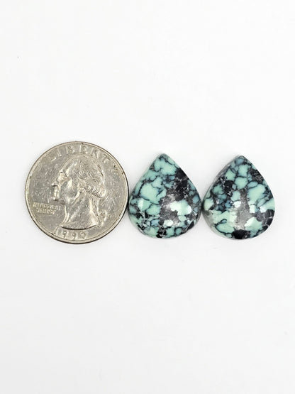 Mexican Variscite Pair Cabochons | Natural Green Gemstone Matched Pair