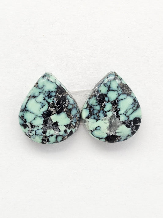Mexican Variscite Pair Cabochons | Natural Green Gemstone Matched Pair