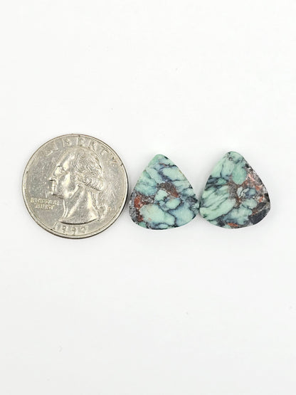 Mexican Variscite Pair Cabochons | Natural Green Gemstone Matched Pair