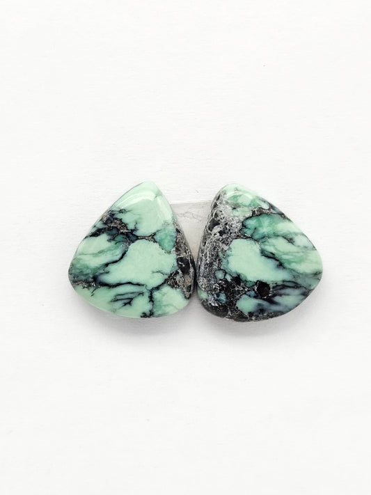 Mexican Variscite Pair Cabochons | Natural Green Gemstone Matched Pair