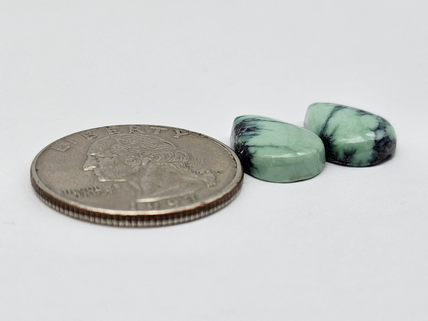 Mexican Variscite Pair Cabochons | Natural Green Gemstone Matched Pair