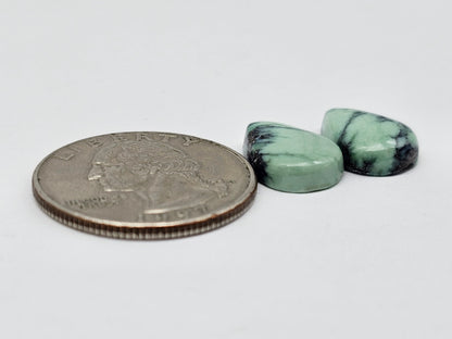 Mexican Variscite Pair Cabochons | Natural Green Gemstone Matched Pair
