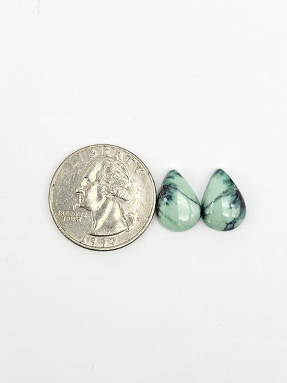 Mexican Variscite Pair Cabochons | Natural Green Gemstone Matched Pair