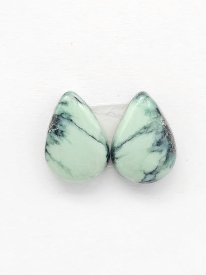 Mexican Variscite Pair Cabochons | Natural Green Gemstone Matched Pair
