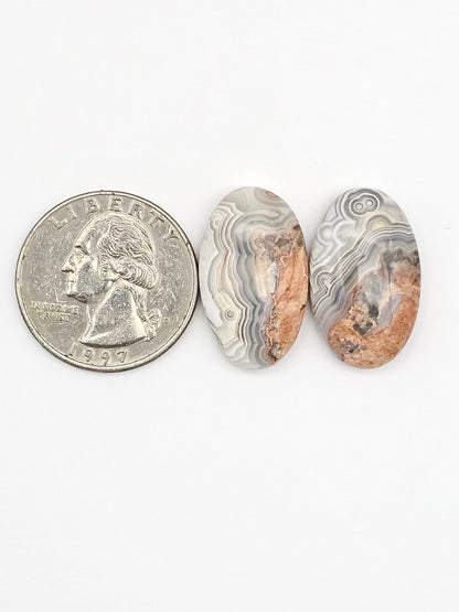 Mexican Crazy Lace Agate Pair Cabochons