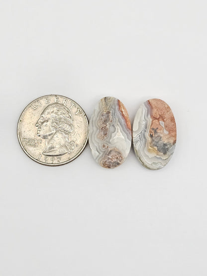 Mexican Crazy Lace Agate Pair Cabochons