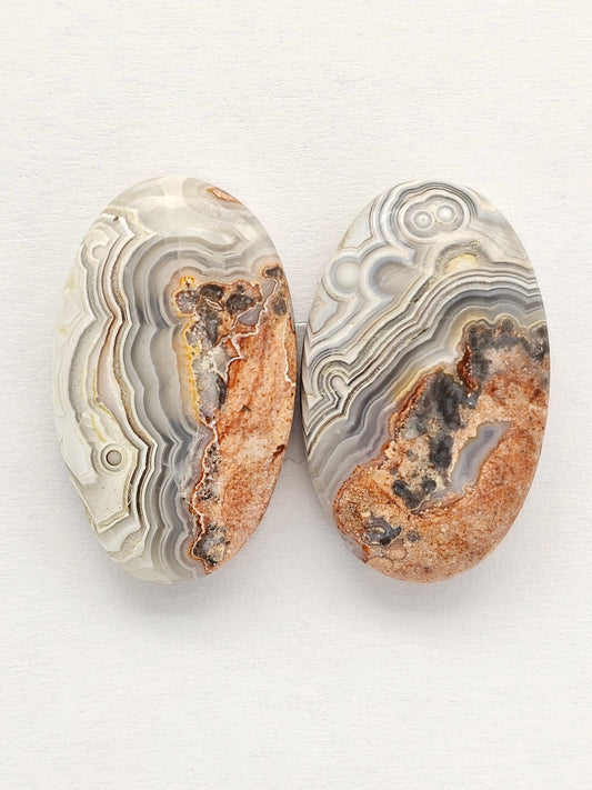Mexican Crazy Lace Agate Pair Cabochons
