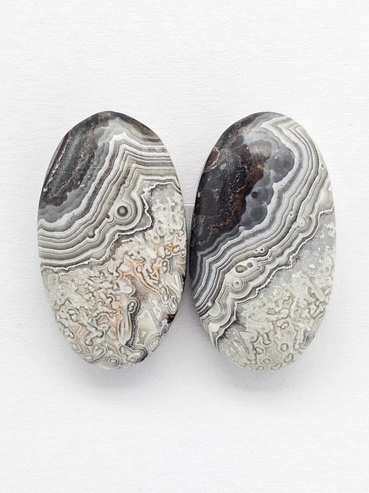 Mexican Crazy Lace Agate Pair Cabochons