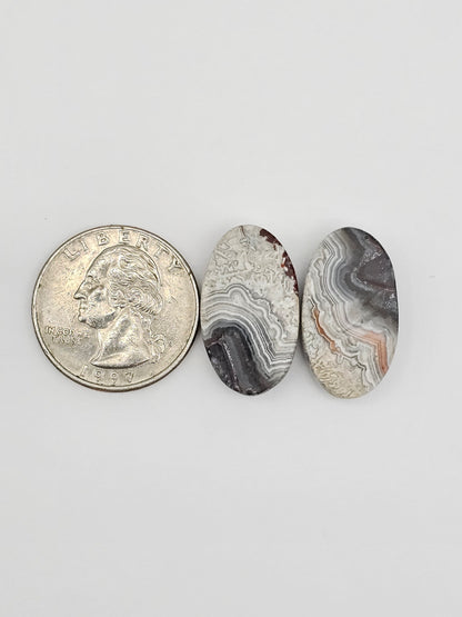 Mexican Crazy Lace Agate Pair Cabochons
