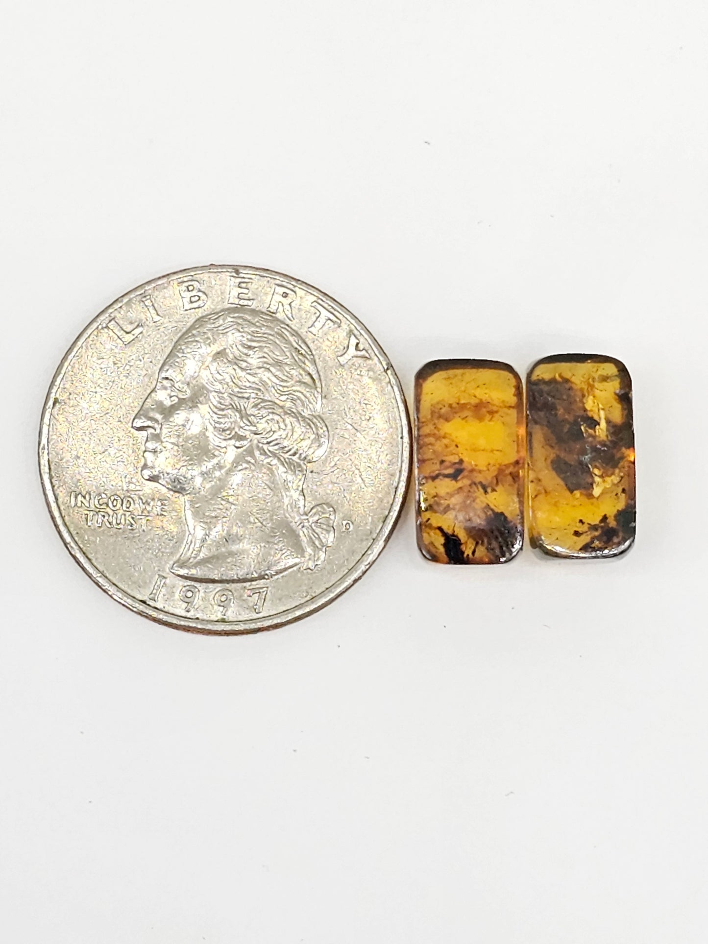 Amber cabochon pair | Artisan Cut Gemstone
