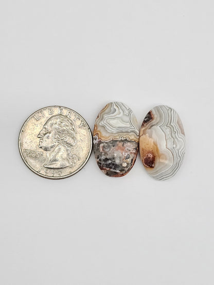 Mexican Crazy Lace Agate Pair Cabochons