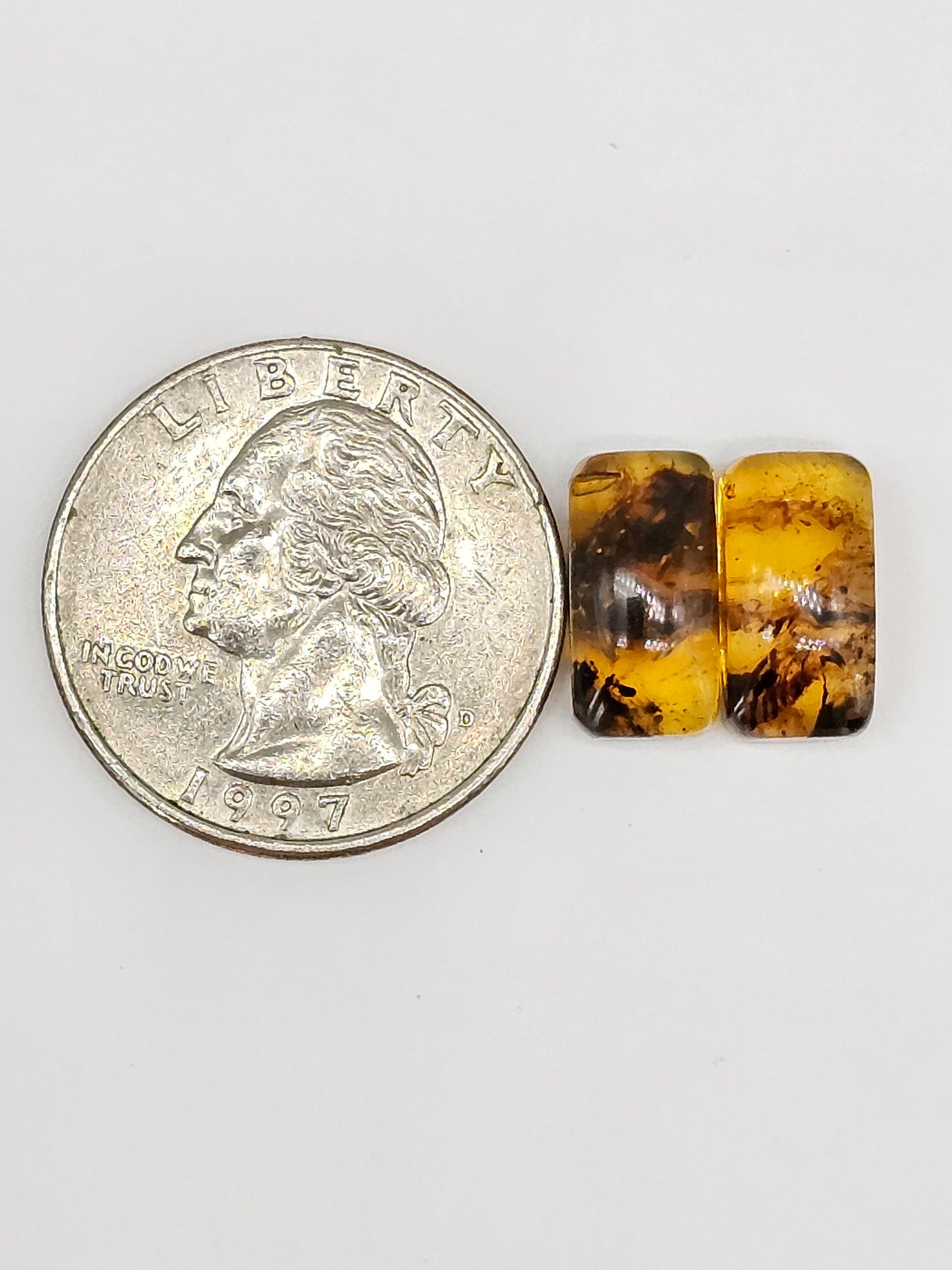 Amber cabochon pair | Artisan Cut Gemstone