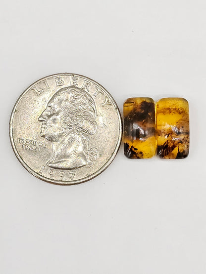 Amber cabochon pair | Artisan Cut Gemstone