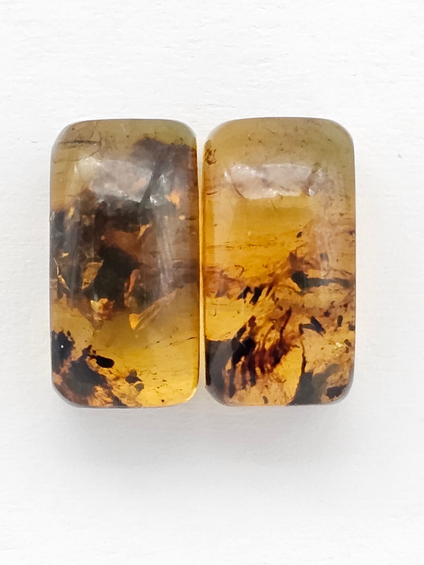 Amber cabochon pair | Artisan Cut Gemstone
