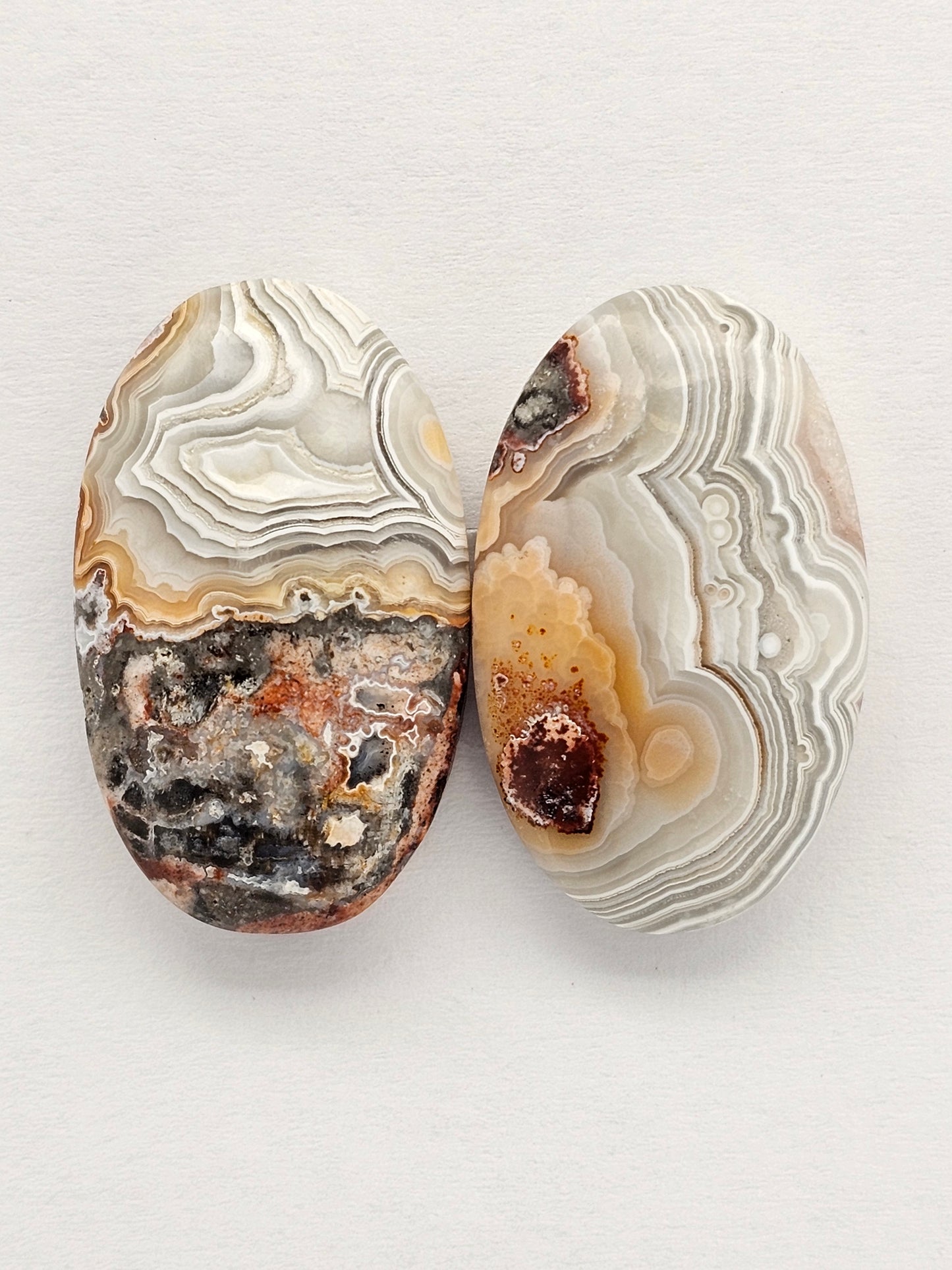 Mexican Crazy Lace Agate Pair Cabochons