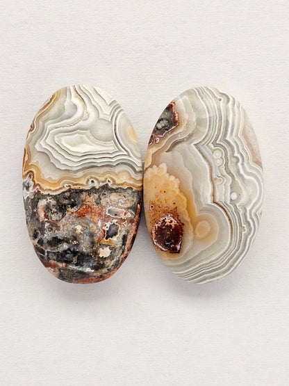 Mexican Crazy Lace Agate Pair Cabochons