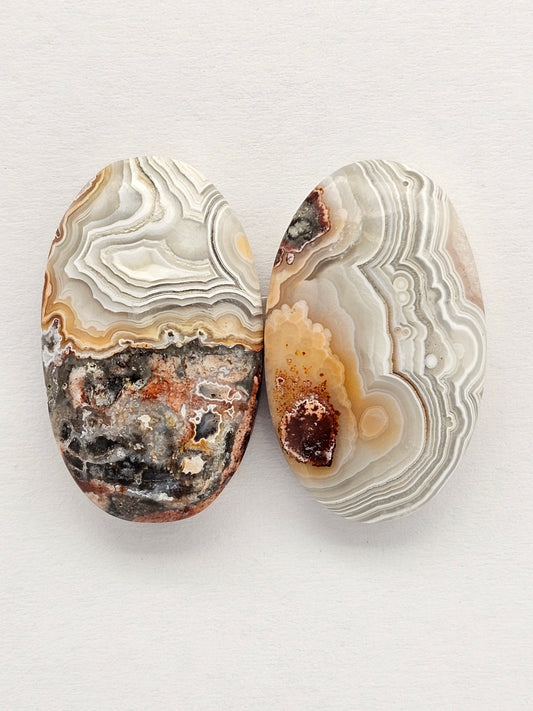 Mexican Crazy Lace Agate Pair Cabochons