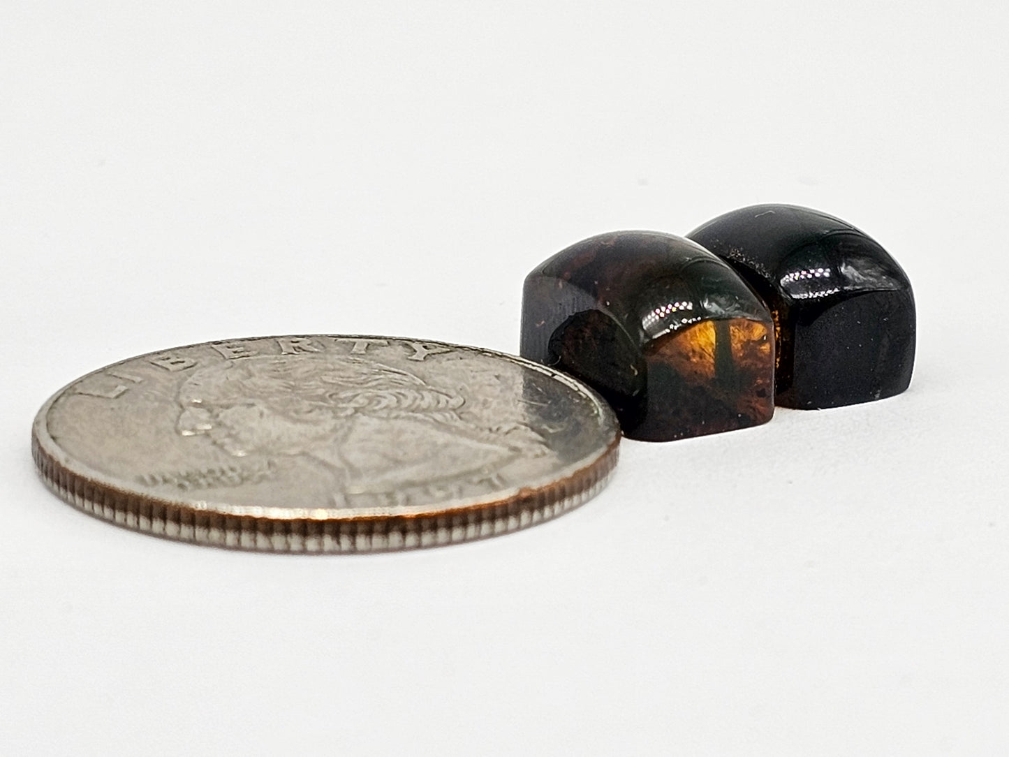 Amber cabochon pair | Artisan Cut Gemstone