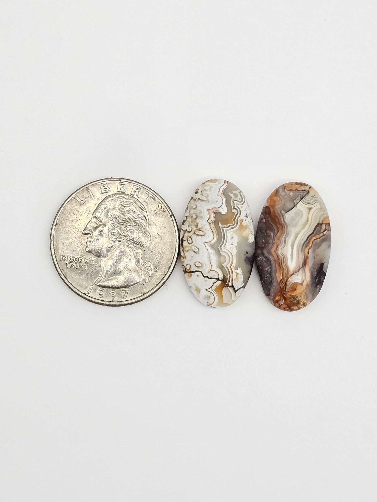 Mexican Crazy Lace Agate Pair Cabochons