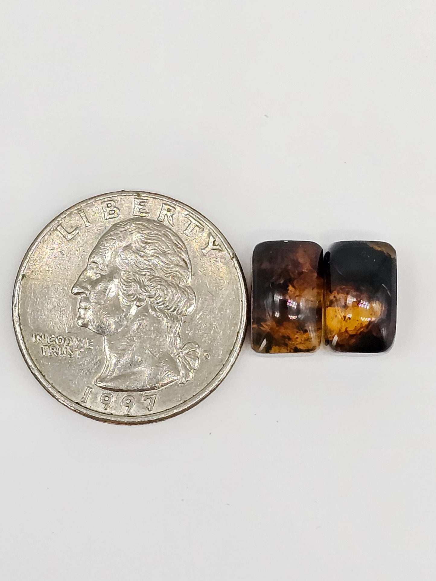 Amber cabochon pair | Artisan Cut Gemstone