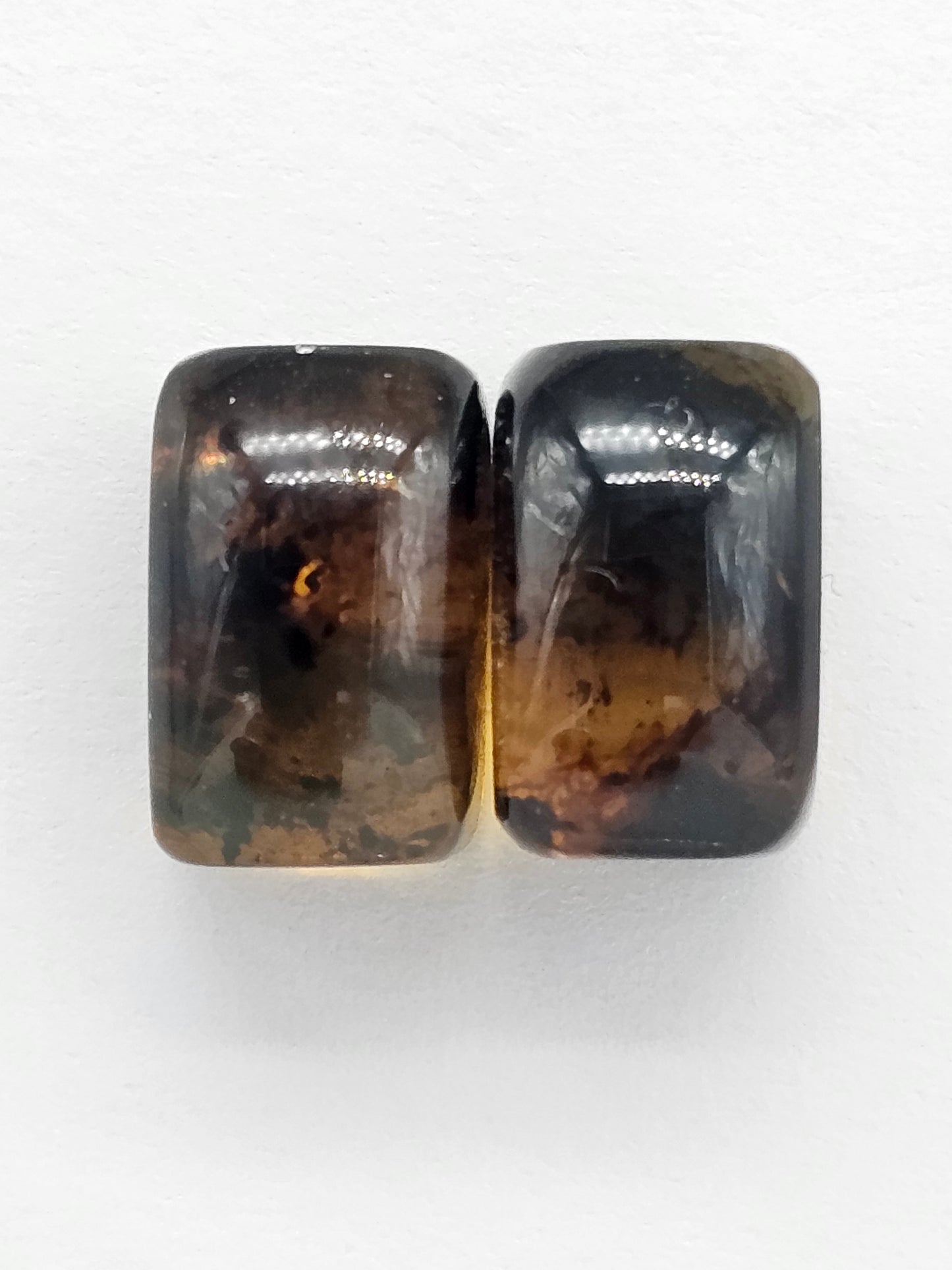 Amber cabochon pair | Artisan Cut Gemstone