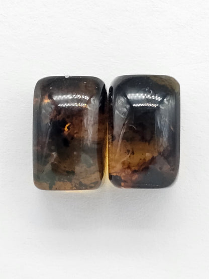 Amber cabochon pair | Artisan Cut Gemstone