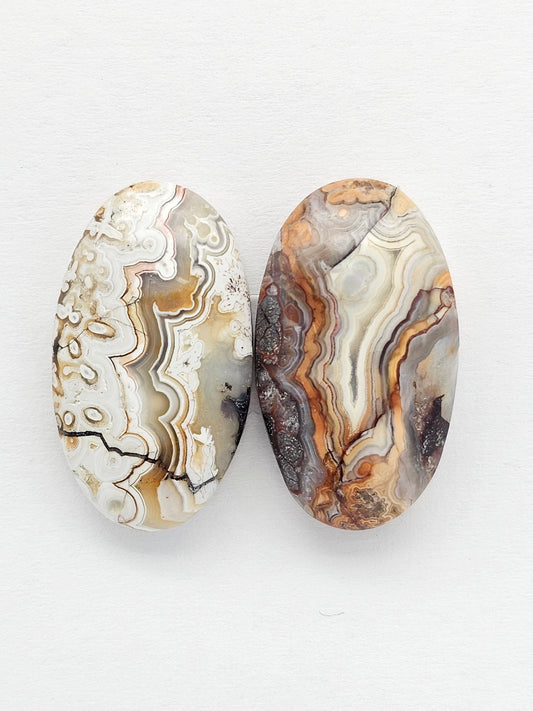 Mexican Crazy Lace Agate Pair Cabochons