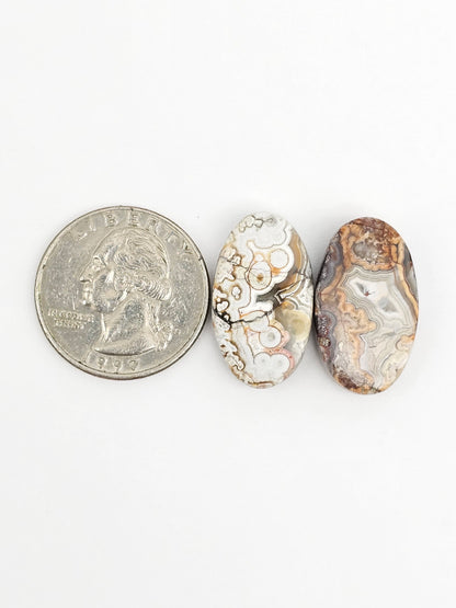 Mexican Crazy Lace Agate Pair Cabochons