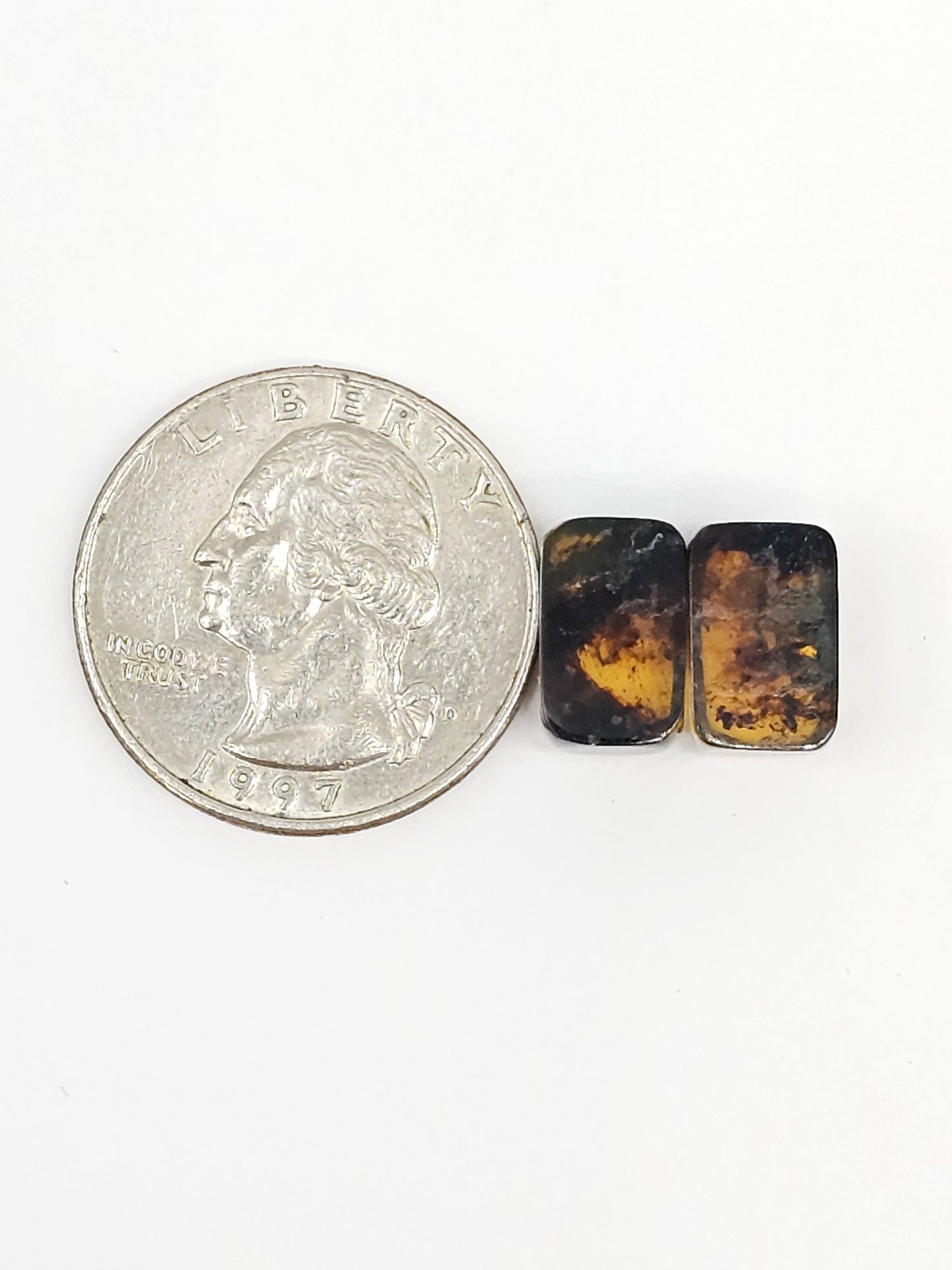 Amber cabochon pair | Artisan Cut Gemstone