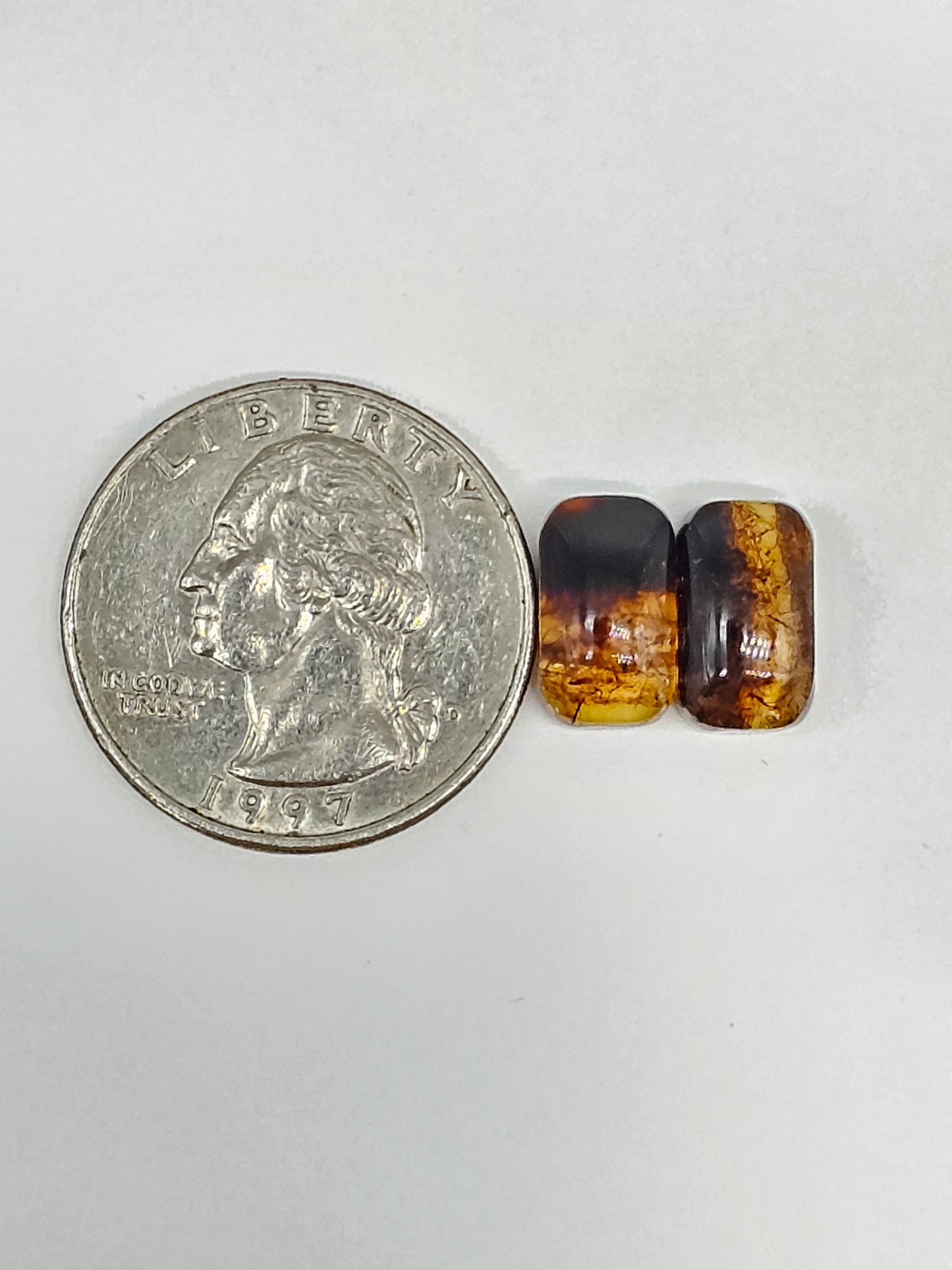 Amber cabochon pair | Artisan Cut Gemstone
