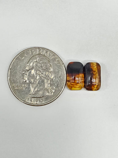 Amber cabochon pair | Artisan Cut Gemstone