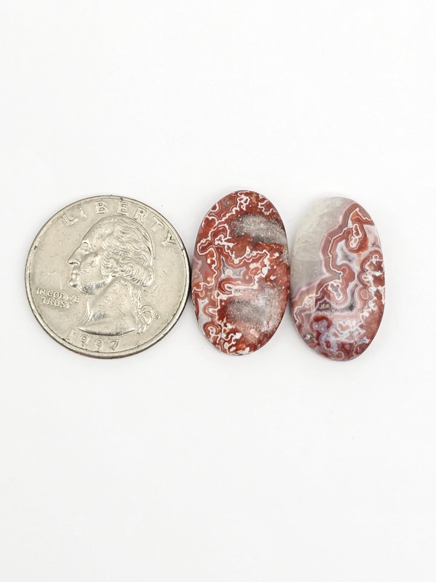 Mexican Crazy Lace Agate Pair Cabochons