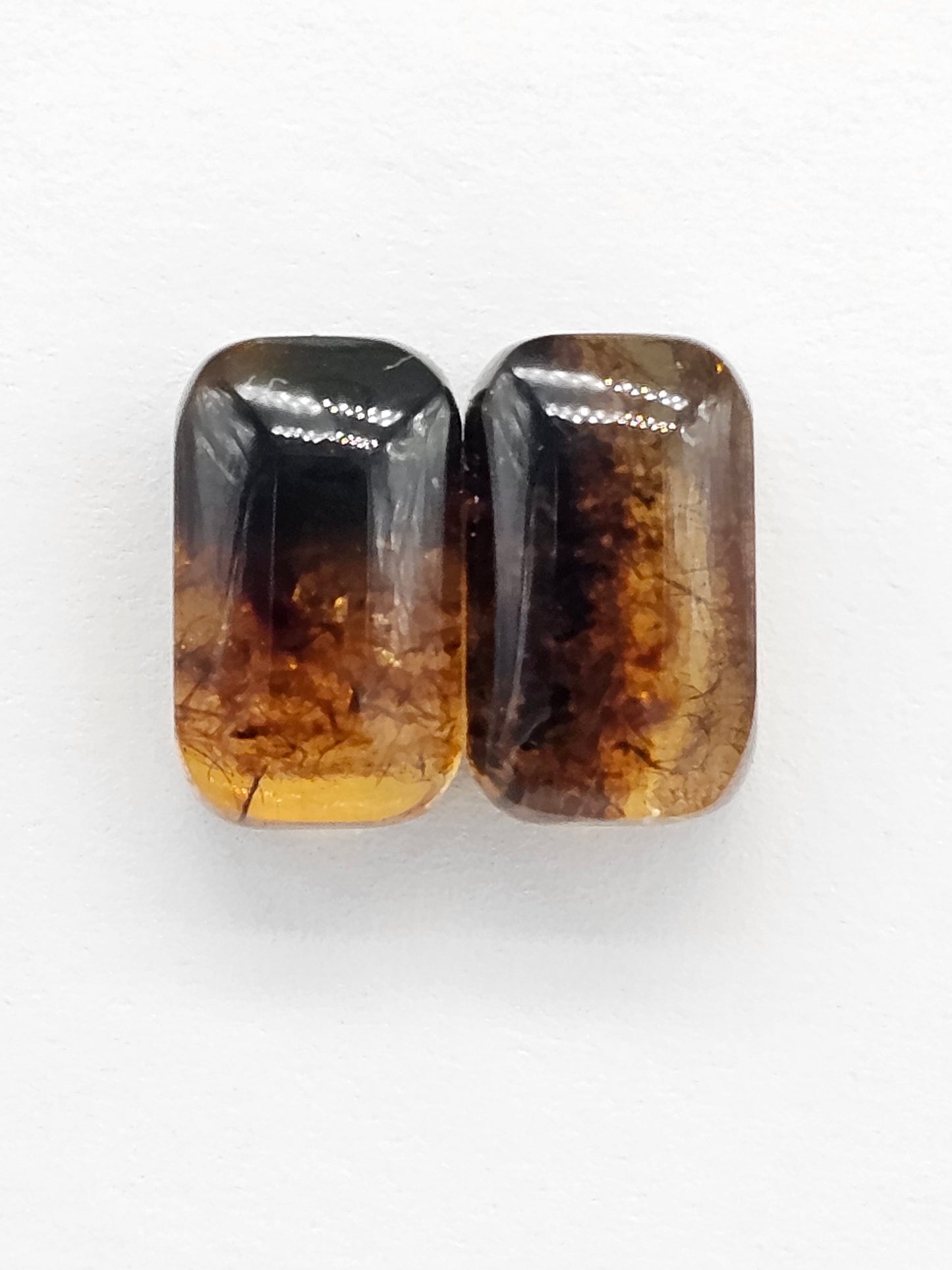 Amber cabochon pair | Artisan Cut Gemstone