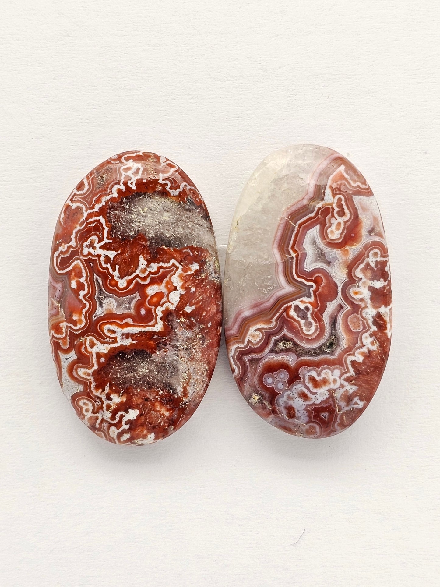Mexican Crazy Lace Agate Pair Cabochons