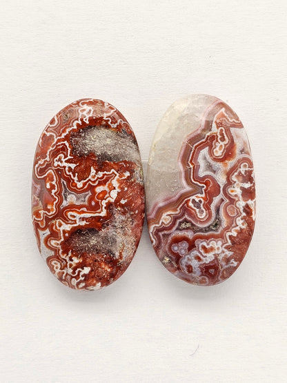 Mexican Crazy Lace Agate Pair Cabochons