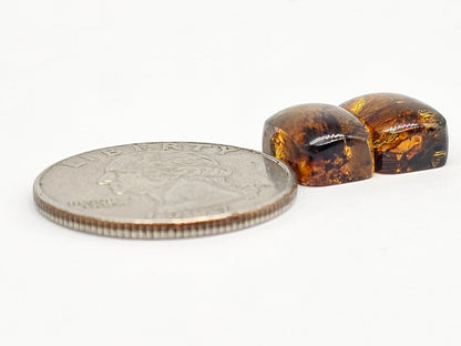 Amber cabochon pair | Artisan Cut Gemstone